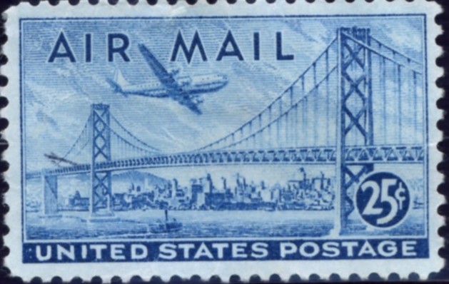 Scott C36 Golden Gate Bridge 25 Cent Airmail Stamp