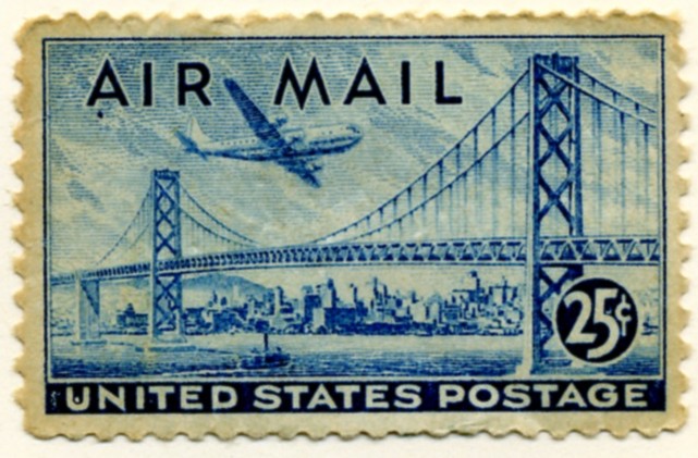 Scott C36 Golden Gate Bridge 25 Cent Airmail Stamp a
