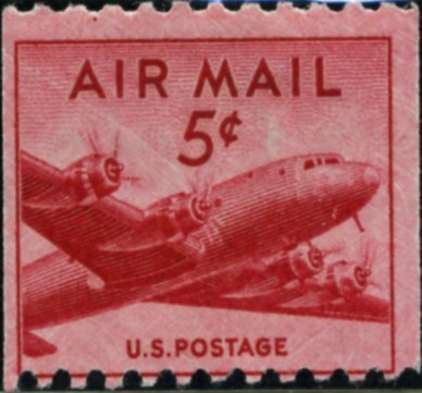 Scott C37 DC-4 Skymaster Small 5 Cent Airmail Coil Stamp