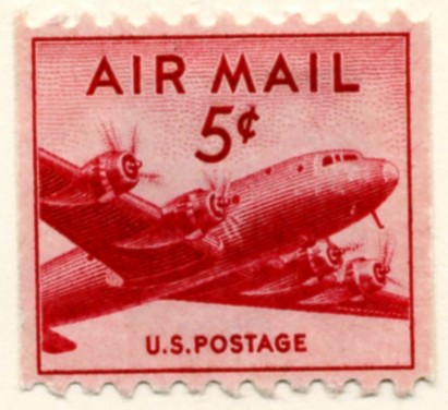 Scott C37 DC-4 Skymaster Small 5 Cent Airmail Coil Stamp a