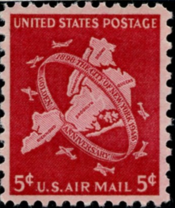 Scott C38 New York City 5 Cent Airmail Stamp
