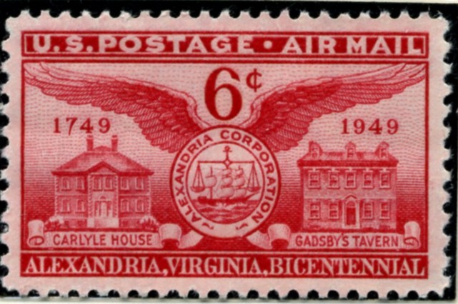 Scott C40 Alexandria Virginia Bicentennial 6 Cent Airmail Stamp