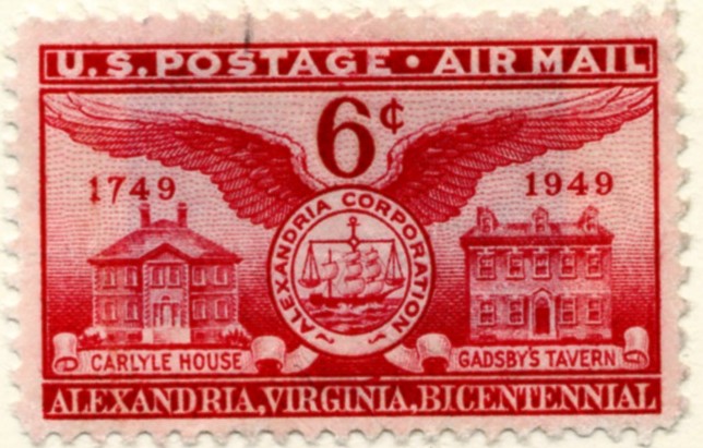 Scott C40 Alexandria Virginia Bicentennial 6 Cent Airmail Stamp a