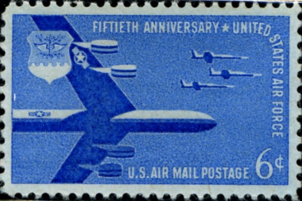 Scott C49 Air Force 50th Anniversary 6 Cent Airmail Stamp