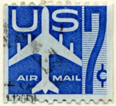 Scott C52 Jetliner Silhouette Blue 7 Cent Airmail Coil Stamp a