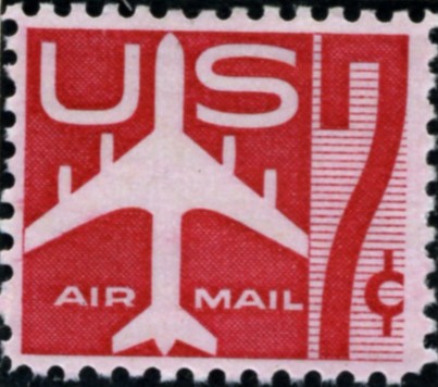 Scott C60 Jetliner Silhouette Red 7 Cent Airmail Stamp