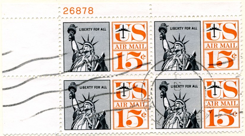 Scott C63 Statue of Liberty 15 Cent Airmail Stamp Plate Block a