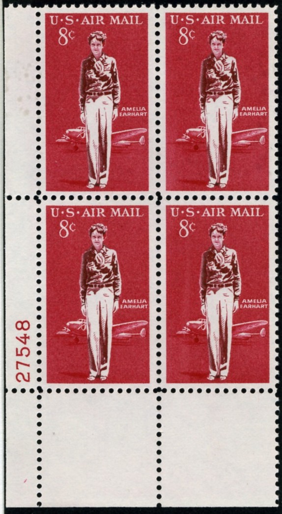 Scott C68 Amelia Earhart 8 Cent Airmail Stamp Plate Block