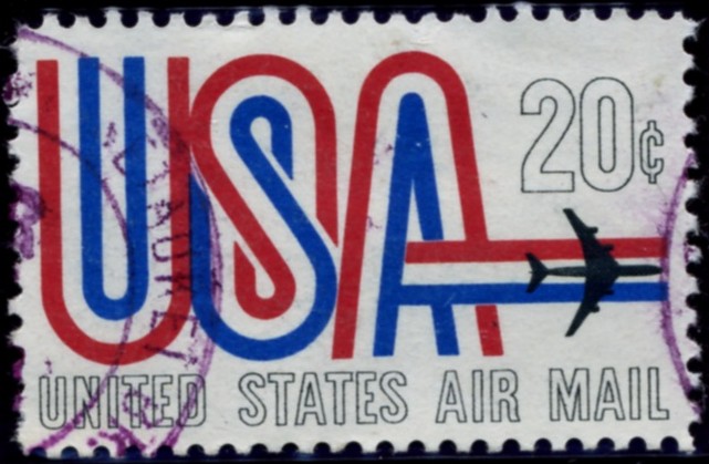 Scott C75 USA and Jet 20 Cent Airmail Stamp