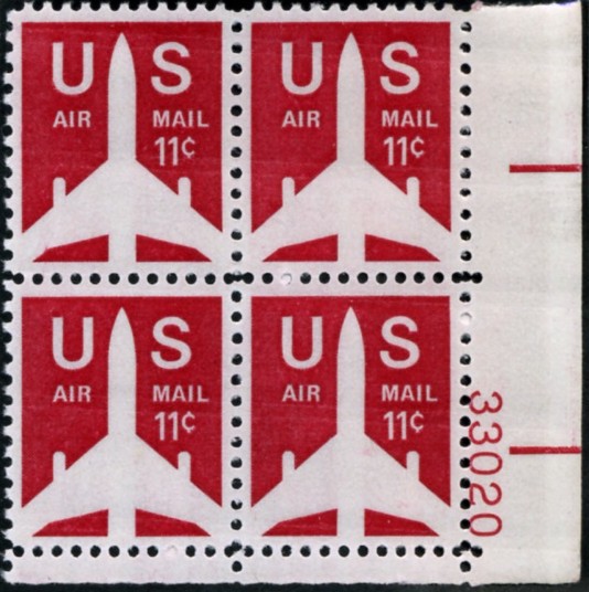 Scott C78 Jetliner 11 Cent Airmail Stamp Plate Block