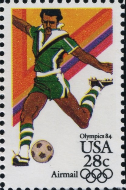 Scott C104 Summer Olympics Soccer 28 Cent Airmail Stamp