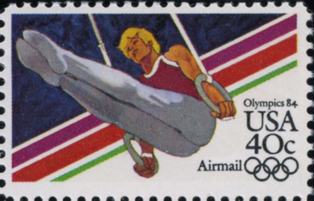 Scott C106 Summer Olympics Gymnast On Rings 40 Cent Airmail Stamp