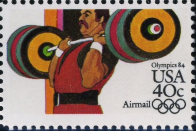 Scott C108 Summer Olympics Weight Lifting 40 Cent Airmail Stamp