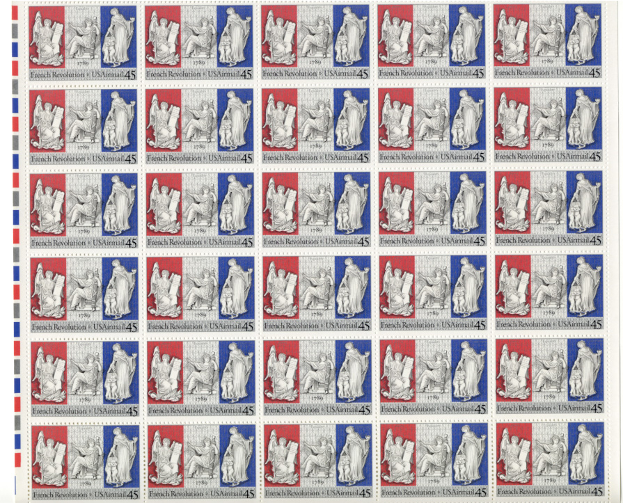 Scott C120 French Revolution 45 Cents Airmail Stamps Full Sheet