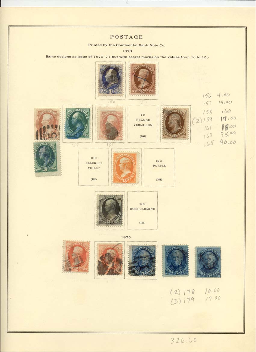 Postage Stamps Scott 156 157 158 159 161 163 165 178 179