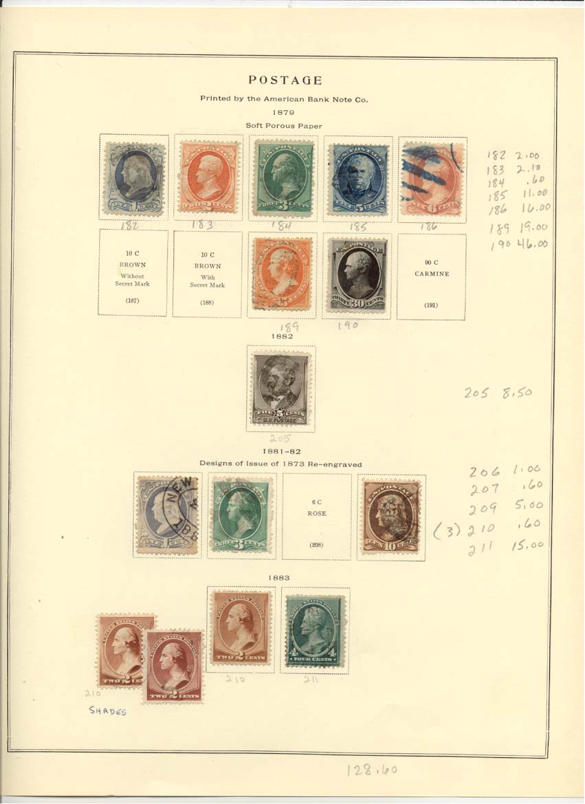 Postage Stamps Scott 182 183 184 185 186 189 190 205 206 207 209 210 211