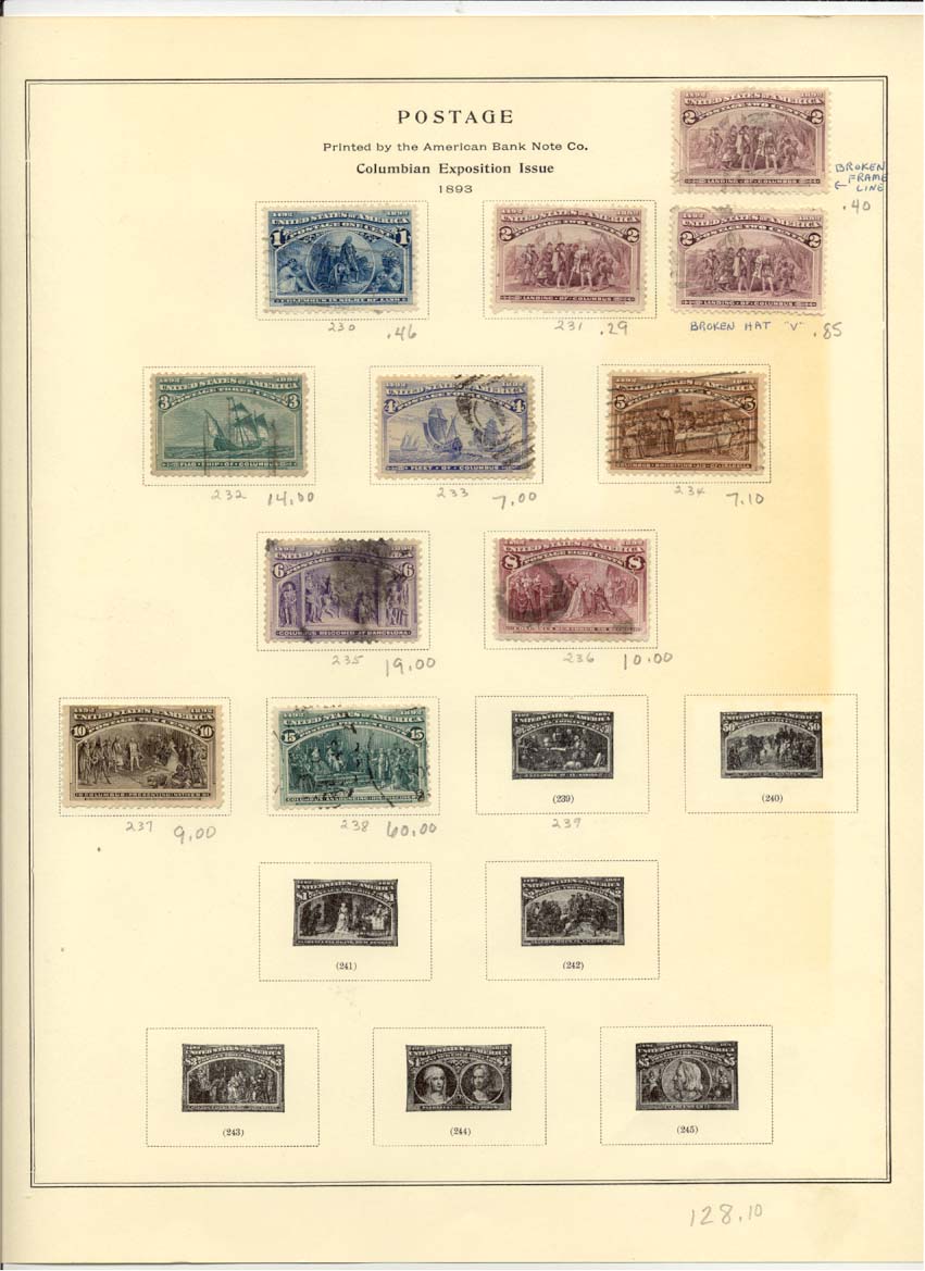 Postage Stamps Scott 230 231 232 233 234 235 236 237 238