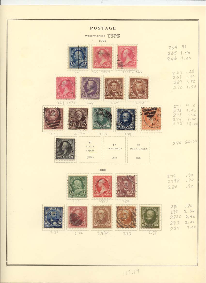 Postage Stamps Scott 264 265 266 267 268 269 270 271 272 273 274 275 276 279 279B 280 281 282 282C 283 284