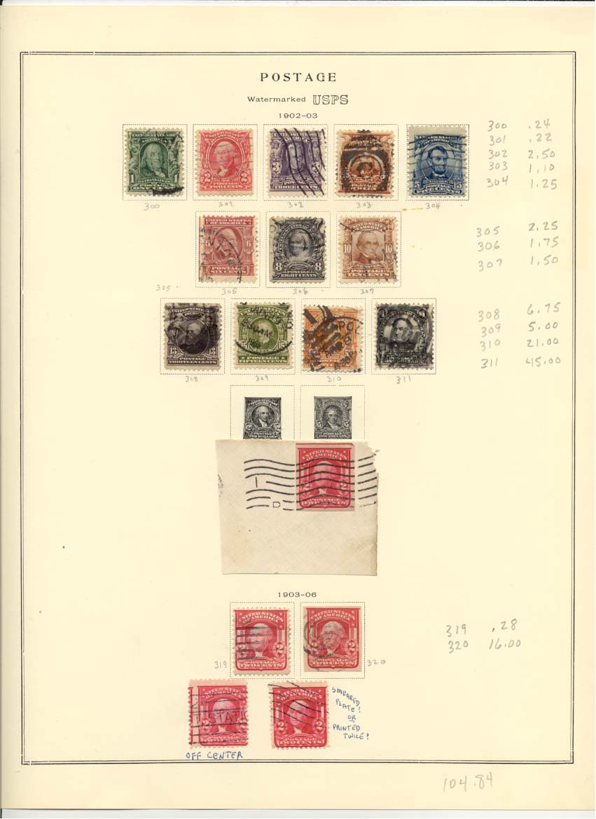 Postage Stamps Scott 300 301 302 303 304 305 306 307 308 309 310 311 319 320