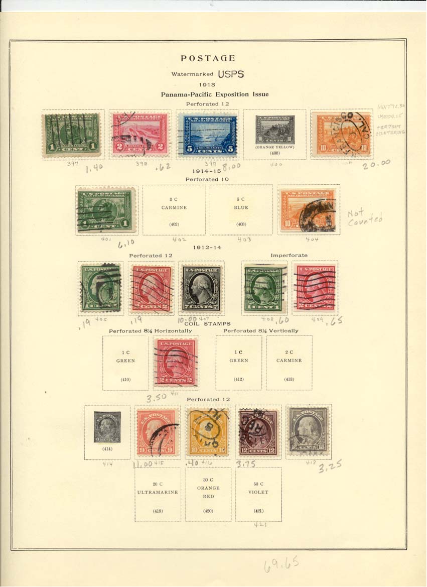 Postage Stamps Scott 397 398 399 400A 401 404 405 406 407 408 409 411 415 416 417 418