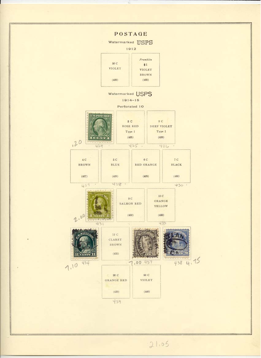 Postage Stamps Scott 424 431 434 437 438