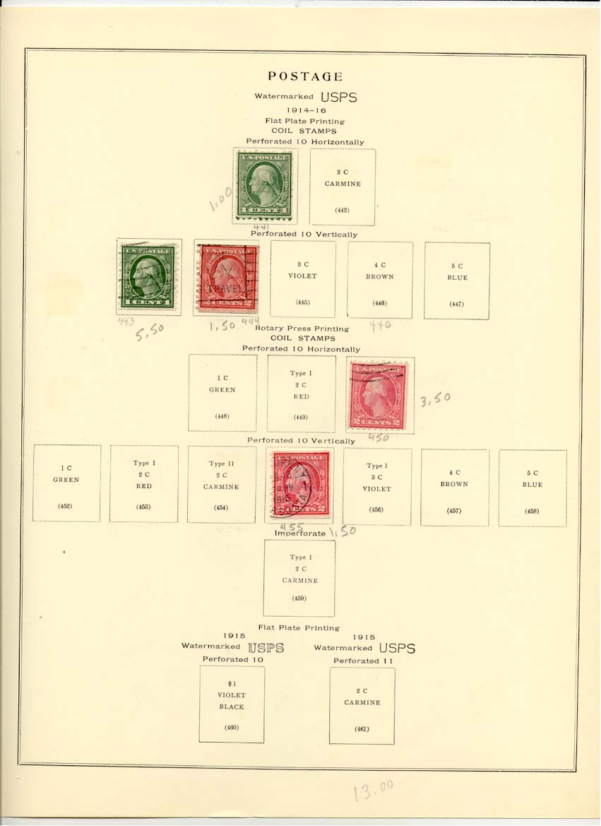 Postage Stamps Scott 441 443 444 450 455