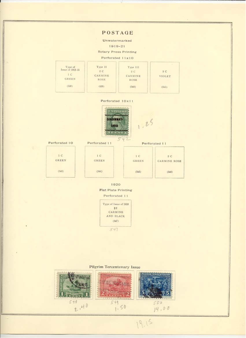 Postage Stamps Scott 542 548 549 550