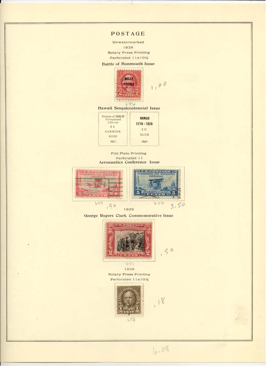 Postage Stamps Scott 646 649 650 651 653