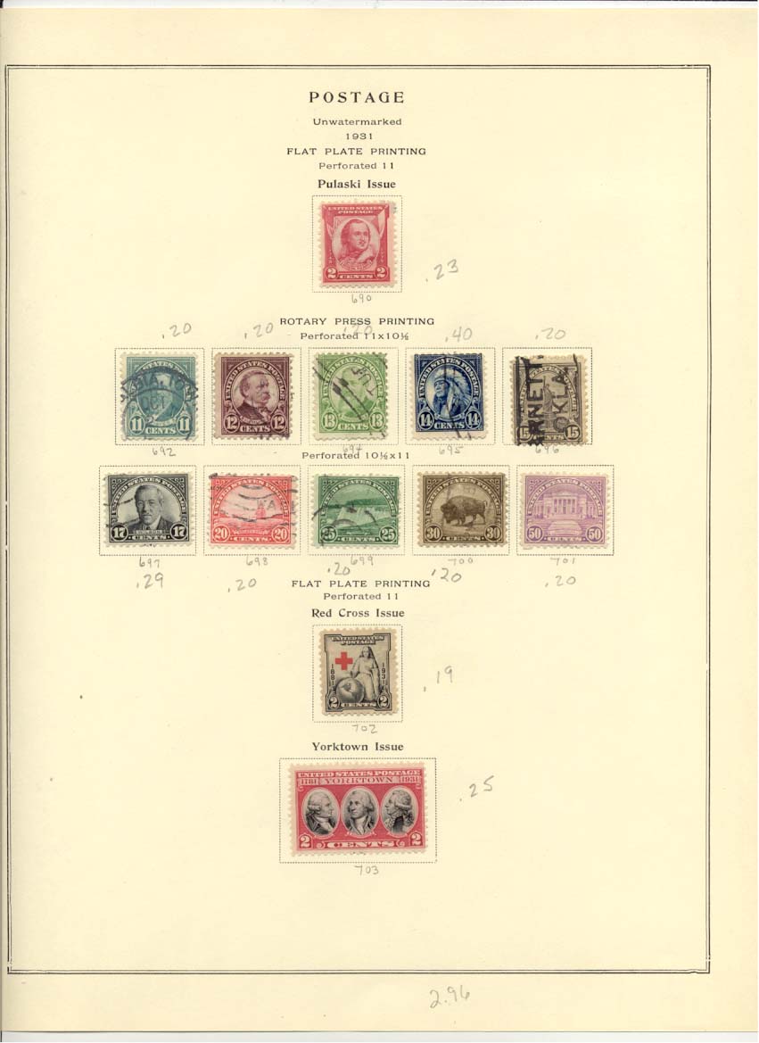 Postage Stamps Scott 690 692 693 694 695 696 697 698 699 700 701 702 703