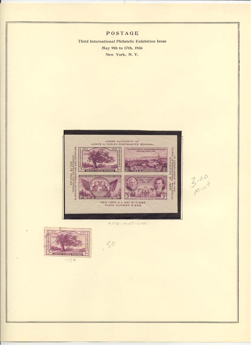 Postage Stamps Scott 778 and 777A