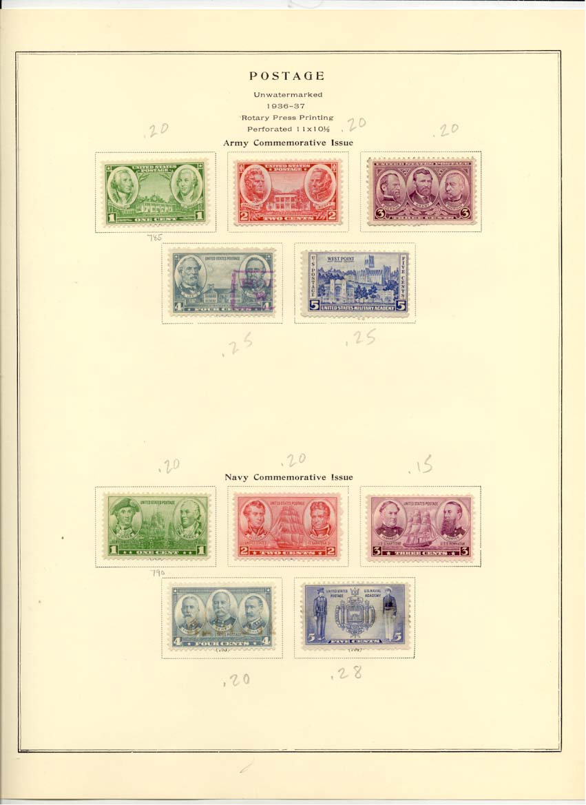 Postage Stamps Scott 785 786 787 788 789 790 791 792 793 794