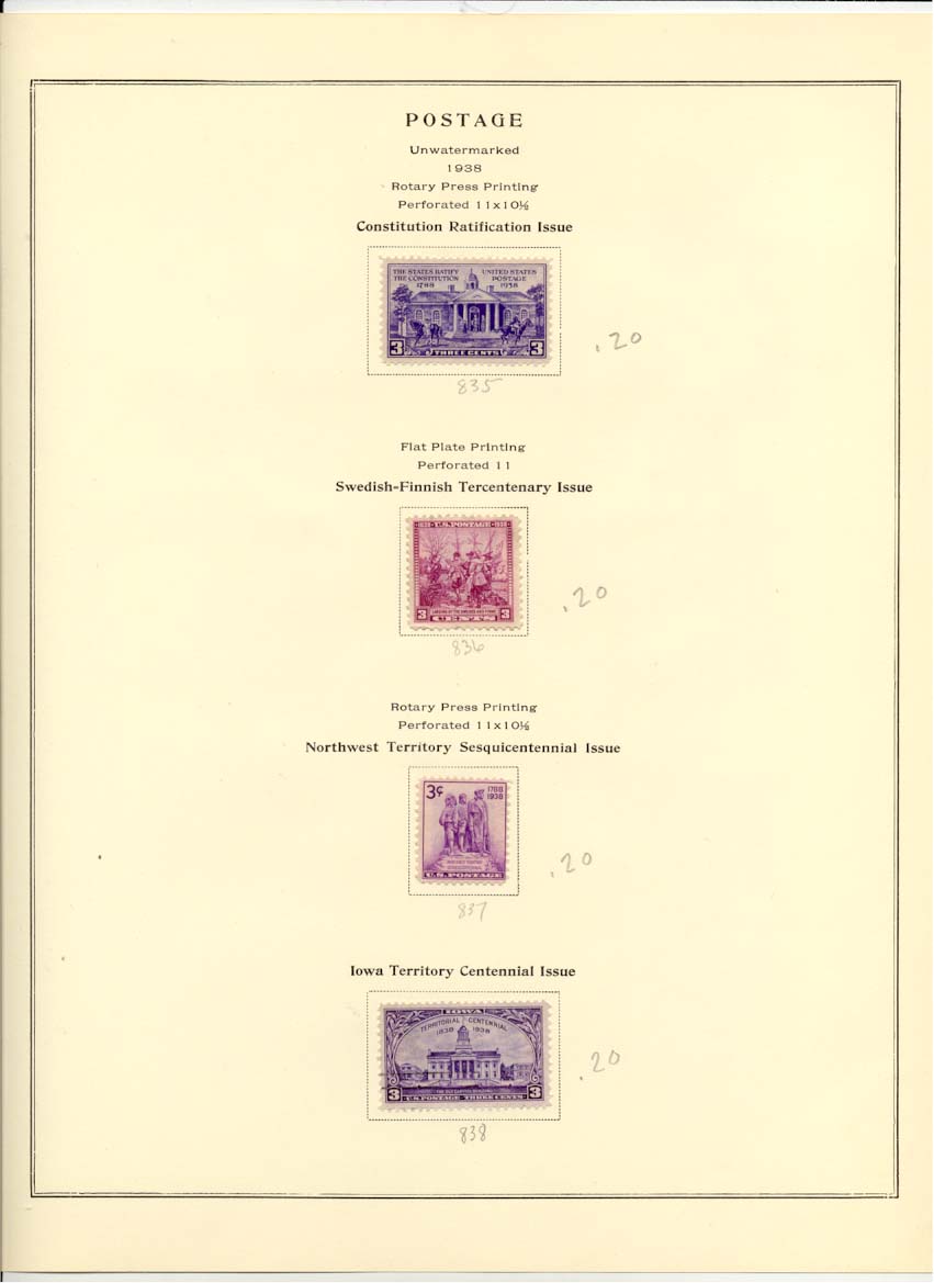 Postage Stamps Scott 835 836 837 838