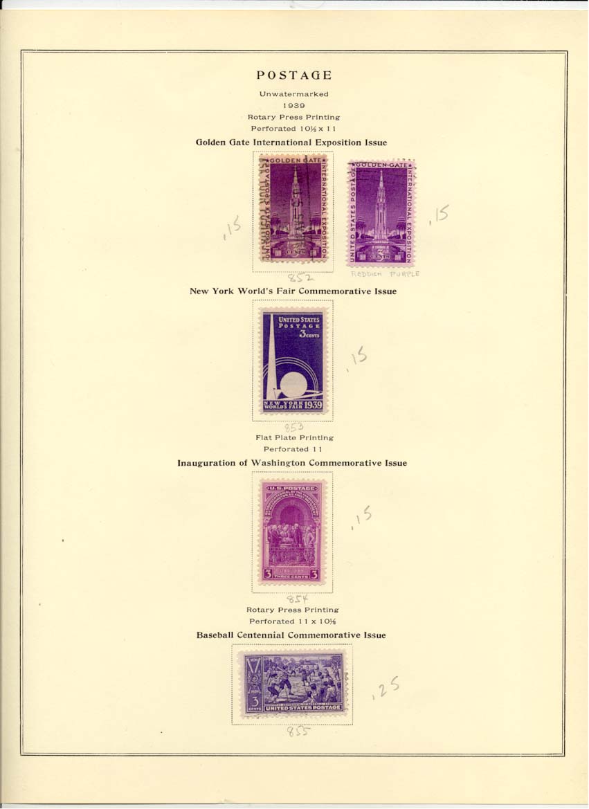 Postage Stamps Scott 852 853 854 855