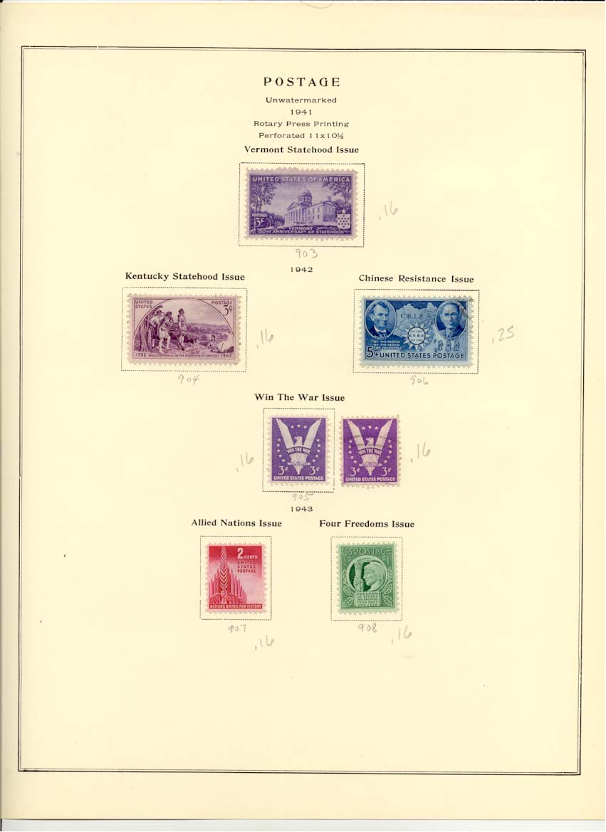 Postage Stamps Scott 903 904 906 905 907 908