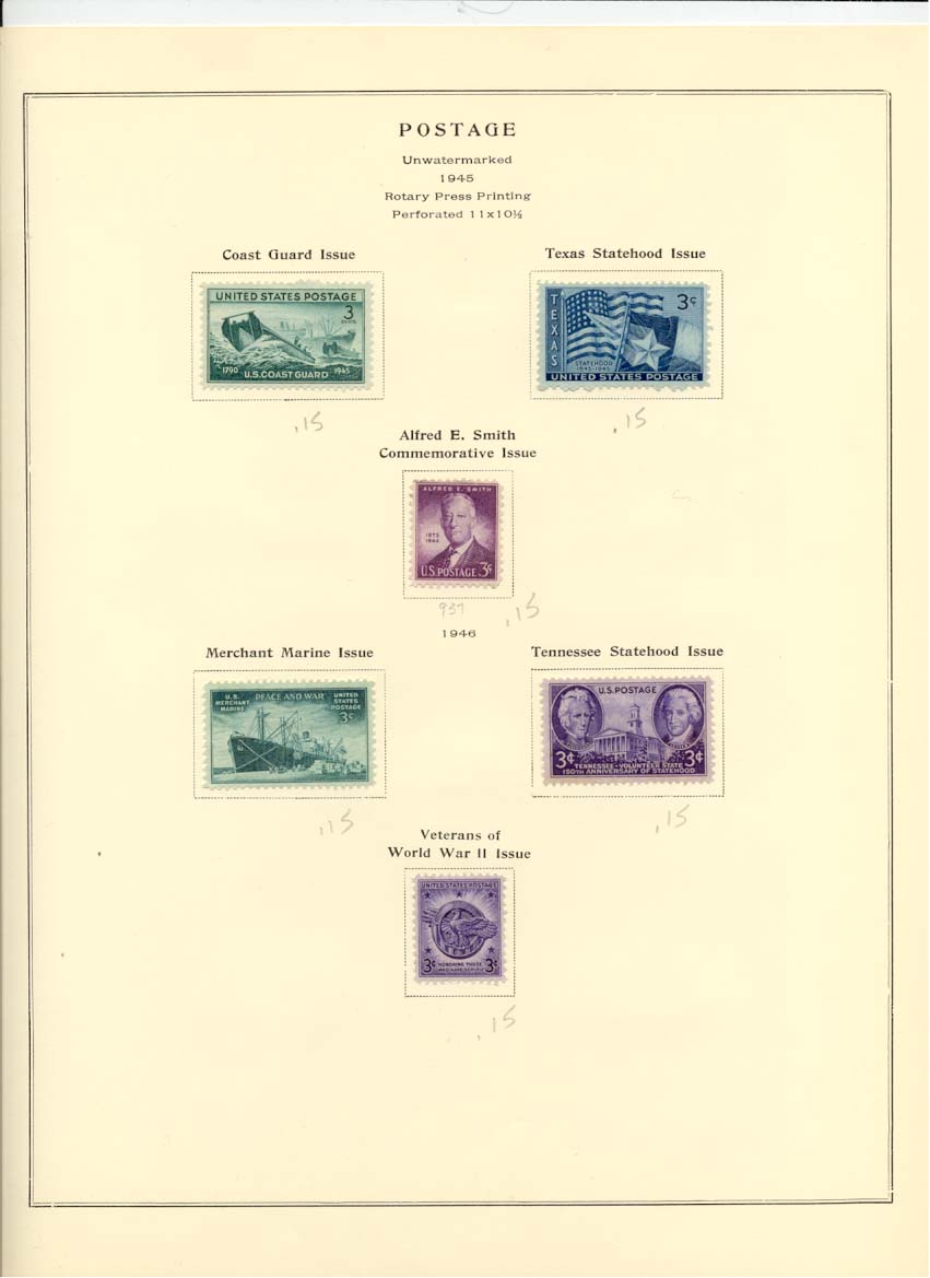 Postage Stamps Scott 936 938 937 939 941 940