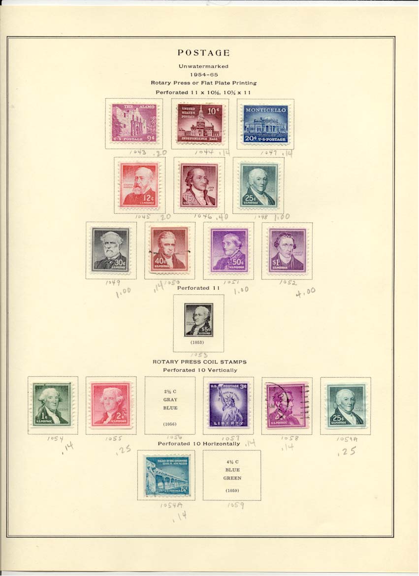 Postage Stamps Scott 1043 1044 1047 1045 1046 1048 1049 1050 1051 1052 1054 1055 1057 1058 1059A 1054A