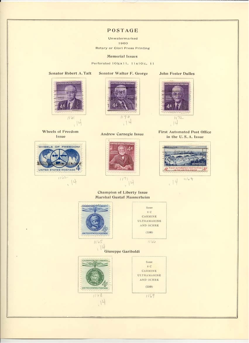 Postage Stamps Scott 1161 1170 1172 1162 1171 1164 1165 1168