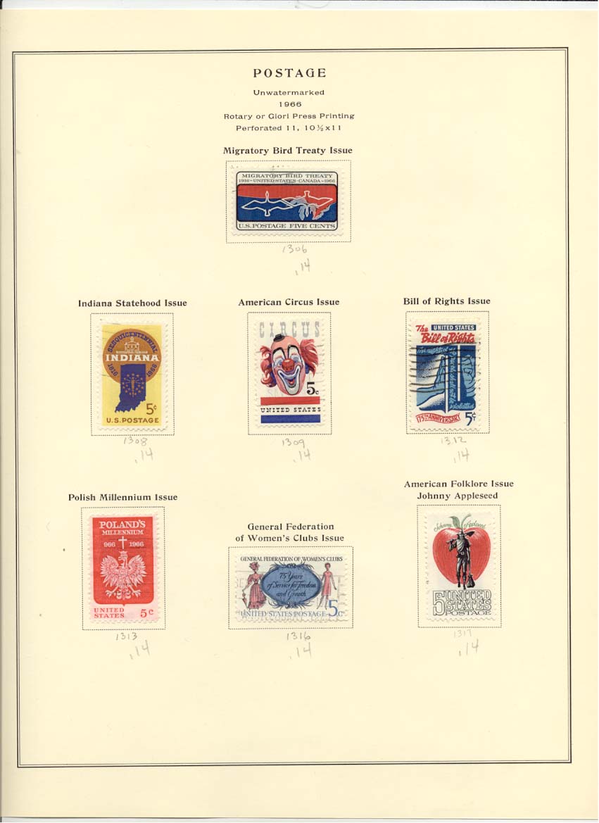 Postage Stamps Scott 1306 1308 1309 1312 1313 1316 1317
