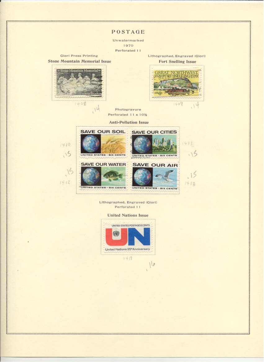 Postage Stamps Scott 1408 1409 1410 1411 1412 1413 1419