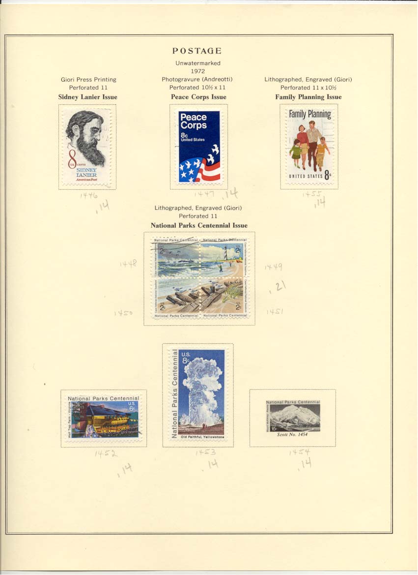 Postage Stamps Scott 1446 1447 1455 1448-1451 1452 1453