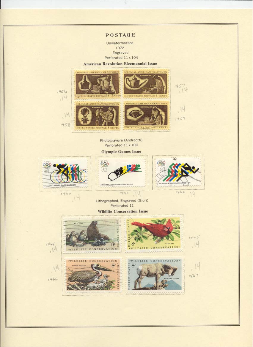 Postage Stamps Scott 1456 1457 1458 1459 1460 1461 1462 1464 1465 1466 1467