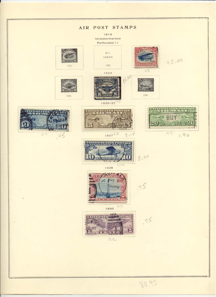 Air Post Air Mail Stamps Scott C3 C5 C7 C8 C9 C10 C11 C12