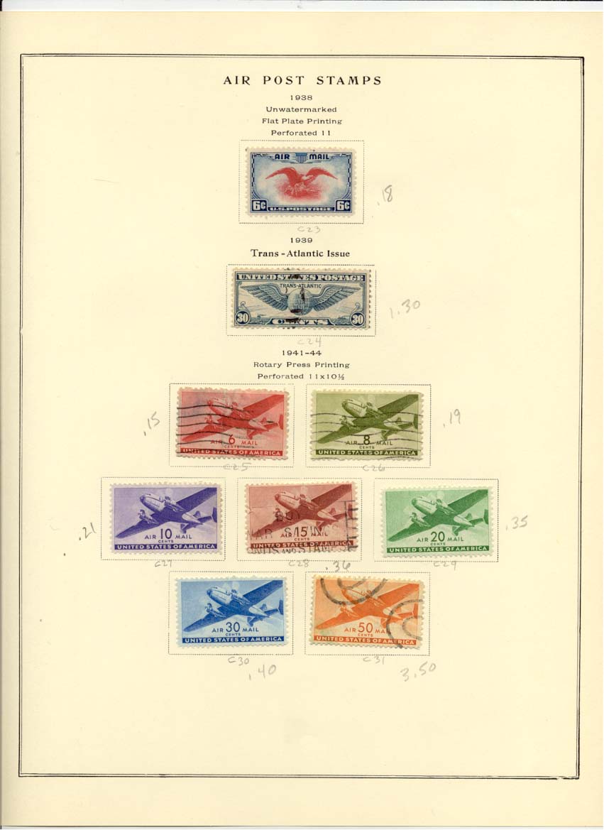 Air Post Air Mail Stamps Scott C23 C24 C25 C26 C27 C28 C29 C30 C31