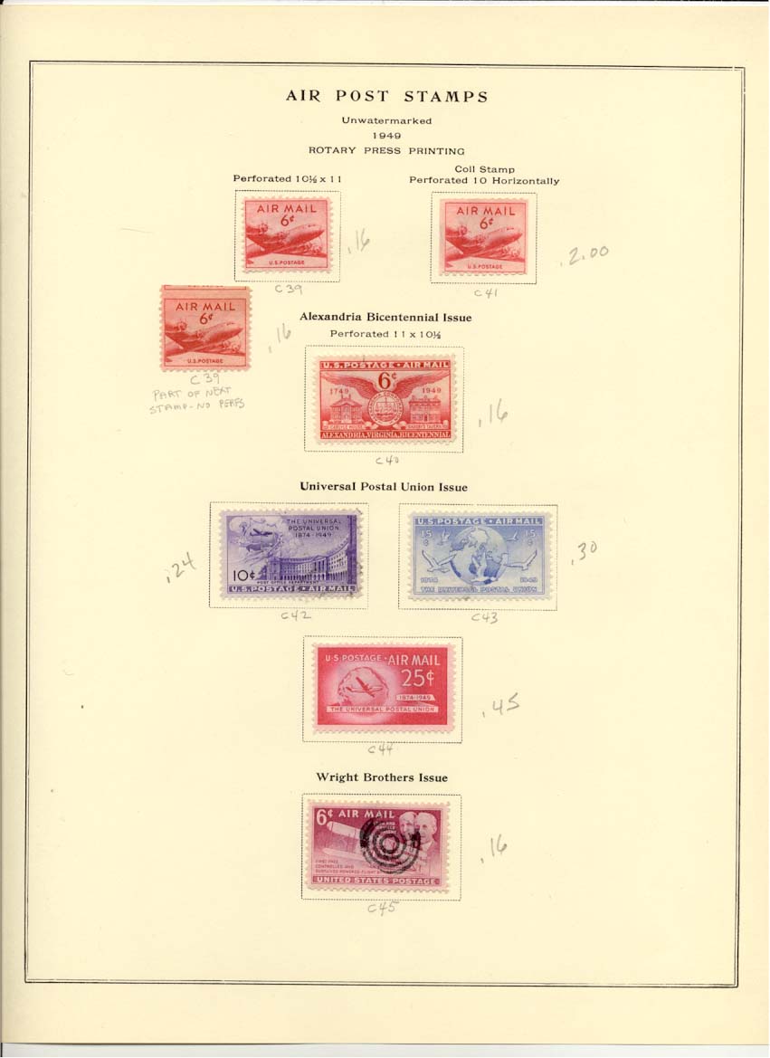 Air Post Air Mail Stamps Scott C39 C41 C40 C42 C43 C44 C45