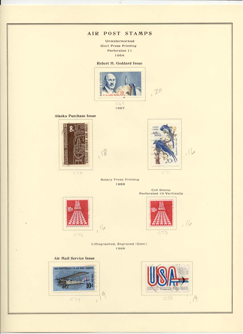 Air Post Air Mail Stamps Scott C69 C70 C71 C72 C73 C74 C75