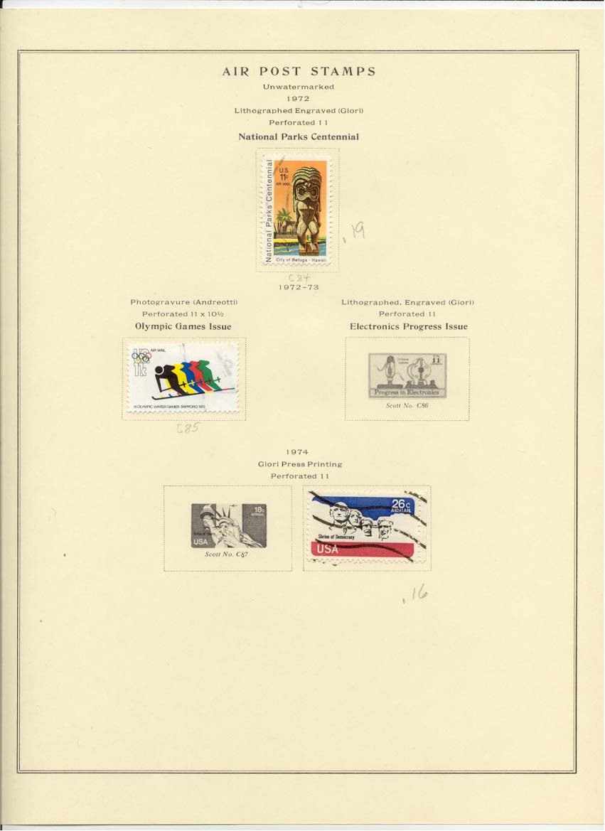 Air Post Air Mail Stamps Scott C84 C85 C88