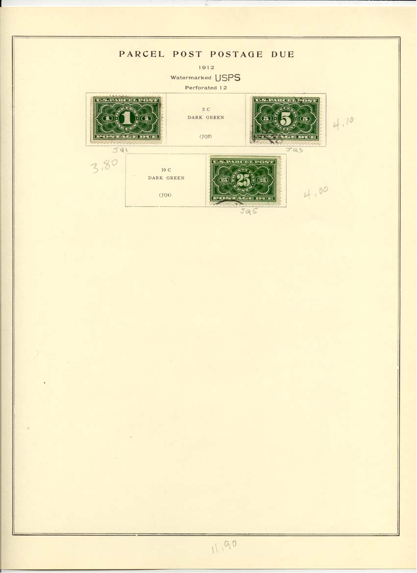 Parcel Post Postage Due Stamps Catalog JQ1 JQ3 JQ5