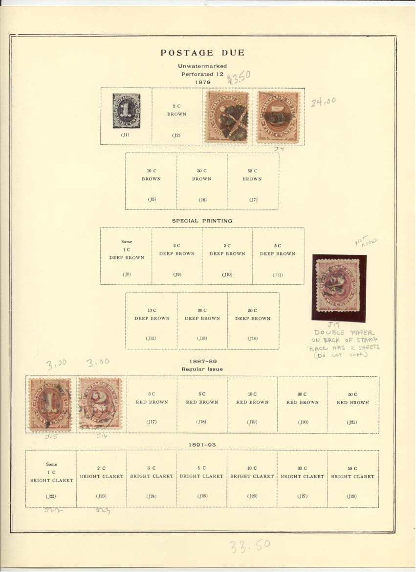 Postage Due Stamps Catalog J3 J4 J15 J16