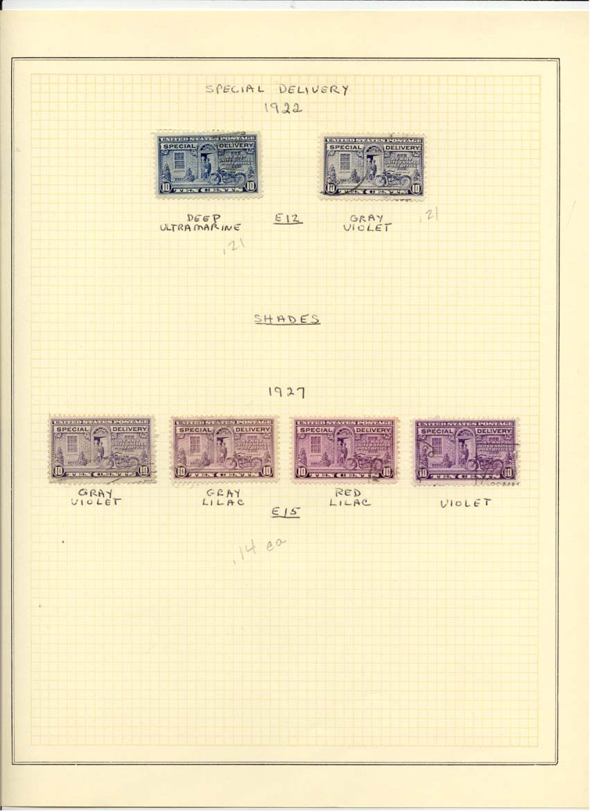 Special Delivery Stamps Catalog E12 and E15