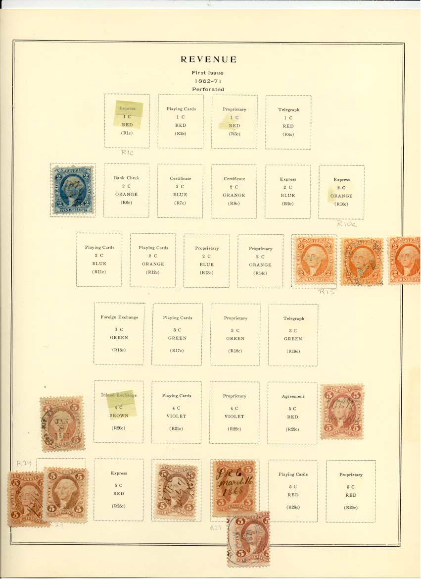 First Issue Revenue Stamps Catalog R5c R15c R23c R24c R26c R27c